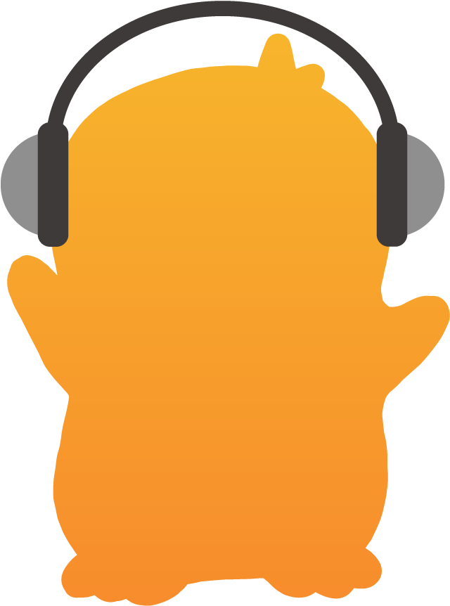 ヘッドホンをしているペンギンのイラスト